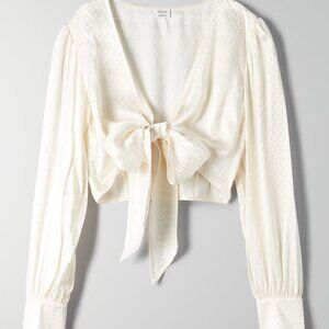 Wilfred Vivi Blouse - '70s tie-Front Blouse Large Giselle (White)